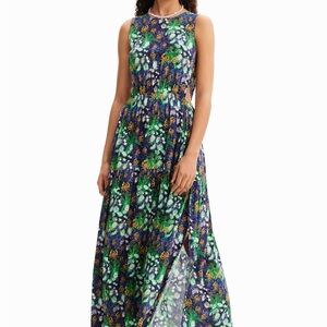 Desigual long nature sleeveless cutout maxi sundress nwt s